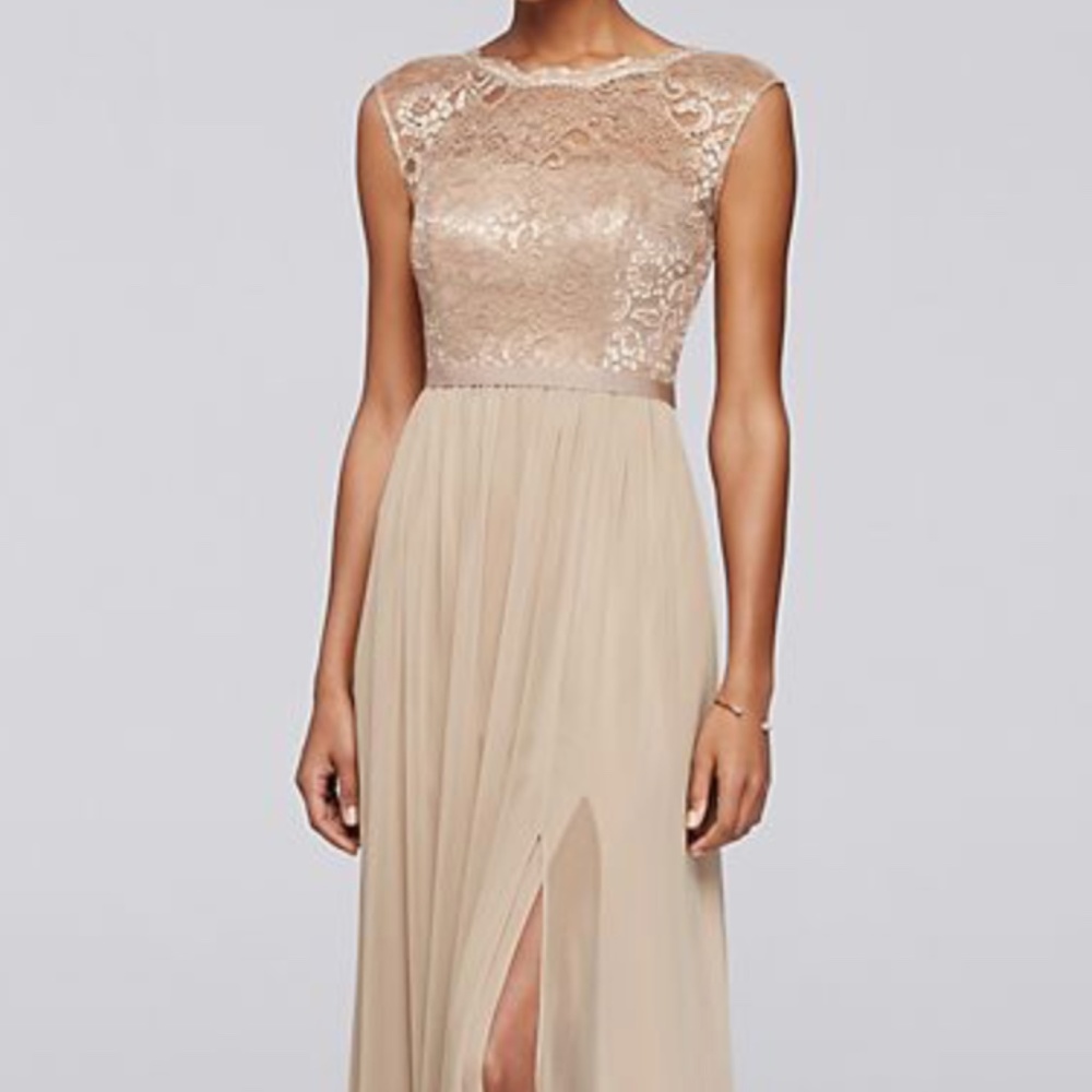 David’s Bridal Floral Lace Chiffon Flowy Dress